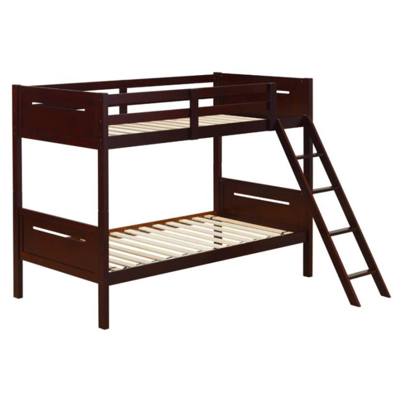 Coaster Furniture Littleton 405051BRN Wood Twin Over Twin Bunk Bed - Espresso IMAGE 1
